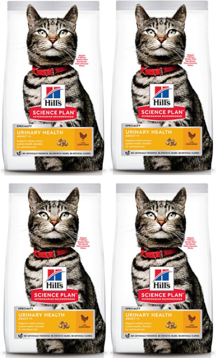 4x Hill's - feline adult urinary health Kip - Kattenvoer - 1.5kg