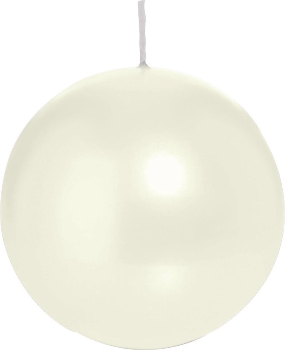 Trend Candles Bolkaars glad - 6x - parelmoer - 8 cm - 25 branduren - ronde kaarsen Wit