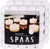 Bol.com Spaas Clearlights theelichtjes/waxinelichtjes - 100x - wit - 45 branduren - transparante cup aanbieding