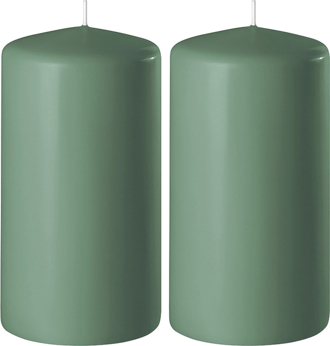 Enlightening Candles Cilinderkaars/stompkaars - 2x - groen - D6 x H15 cm - 58 branduren - Dikke kaarsen - Voor kandelaar of plateau
