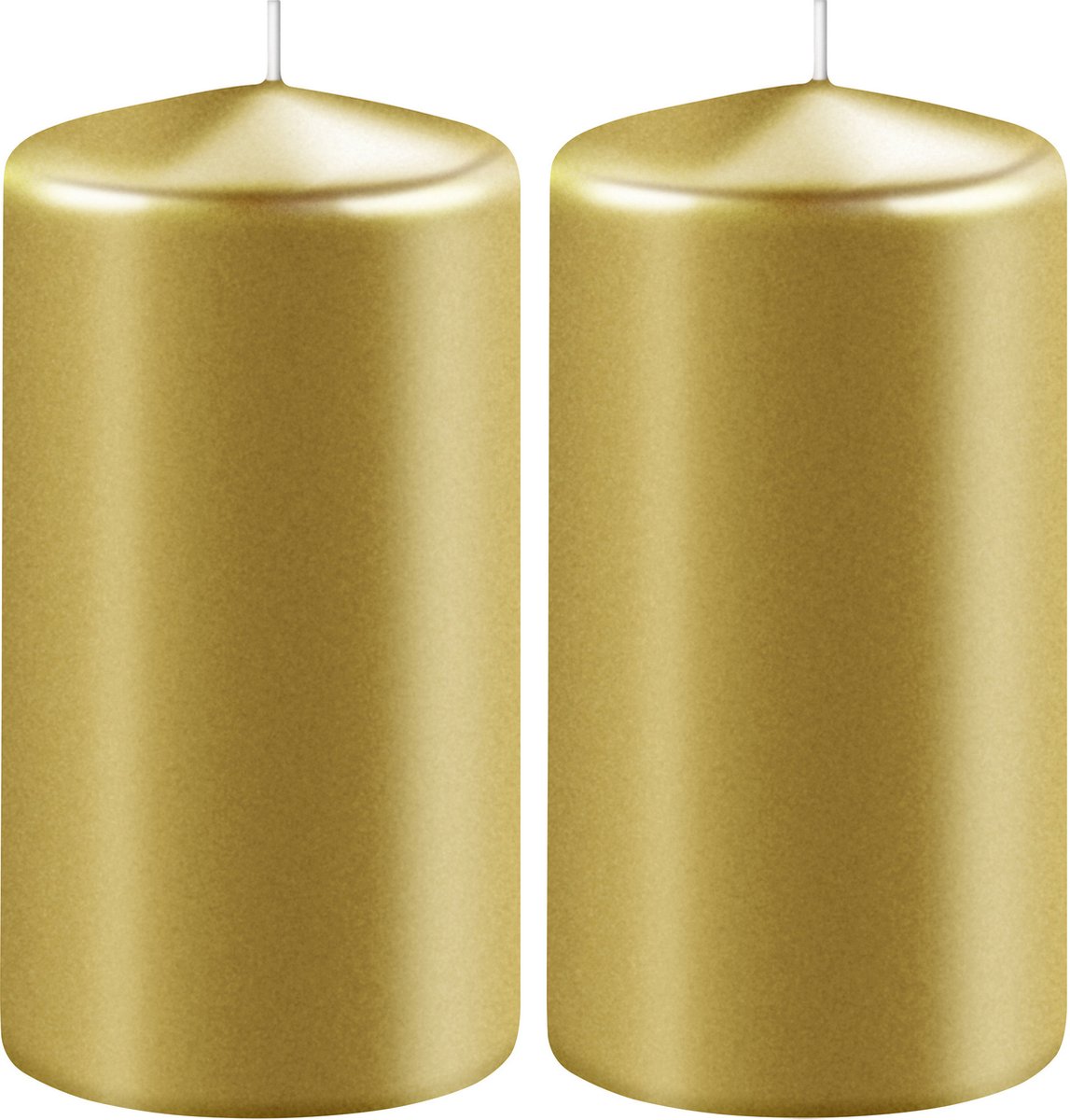 Enlightening Candles 2x Metallic gouden cilinderkaarsen/stompkaarsen 6 x 8 cm 27 branduren - Geurloze kaarsen metallic goud - Woondecoraties Goudkleurig