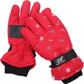 Ski Handschoenen voor Kinderen - Kerst Patroon - Rood