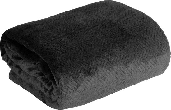 Oneiro's Luxe Plaid CINDY Type 5 noir - 200 x 220 cm - séjour - intérieur - chambre - couverture - cosy - polaire - couvre-lit