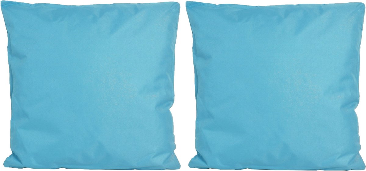 8x Bank/sier kussens voor binnen en buiten in de kleur lichtblauw 45 x 45 cm - Tuin/huis kussens