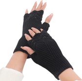 Vingerloze Handschoenen Dames -Polswarmers Zwart met patroon - Vingerloze Handschoenen Dames - Polswarmers Zwart met patroon - Gebreide handschoenen zonder vingertoppen