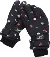 Ski Handschoenen voor Kinderen - Kerst Patroon – Zwart