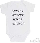 100% katoenen Romper "You'll never walk alone" Feyenoord Unisex Katoen Wit/zwart Maat 56/62