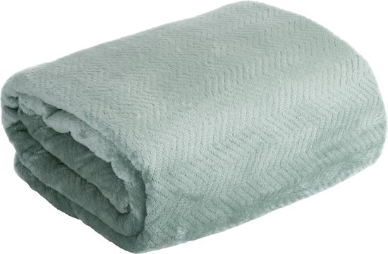 Oneiro’s Luxe Plaid CINDY Type 5 mint groen - 170 x 210 cm - wonen - interieur - slaapkamer - deken – cosy – fleece - sprei