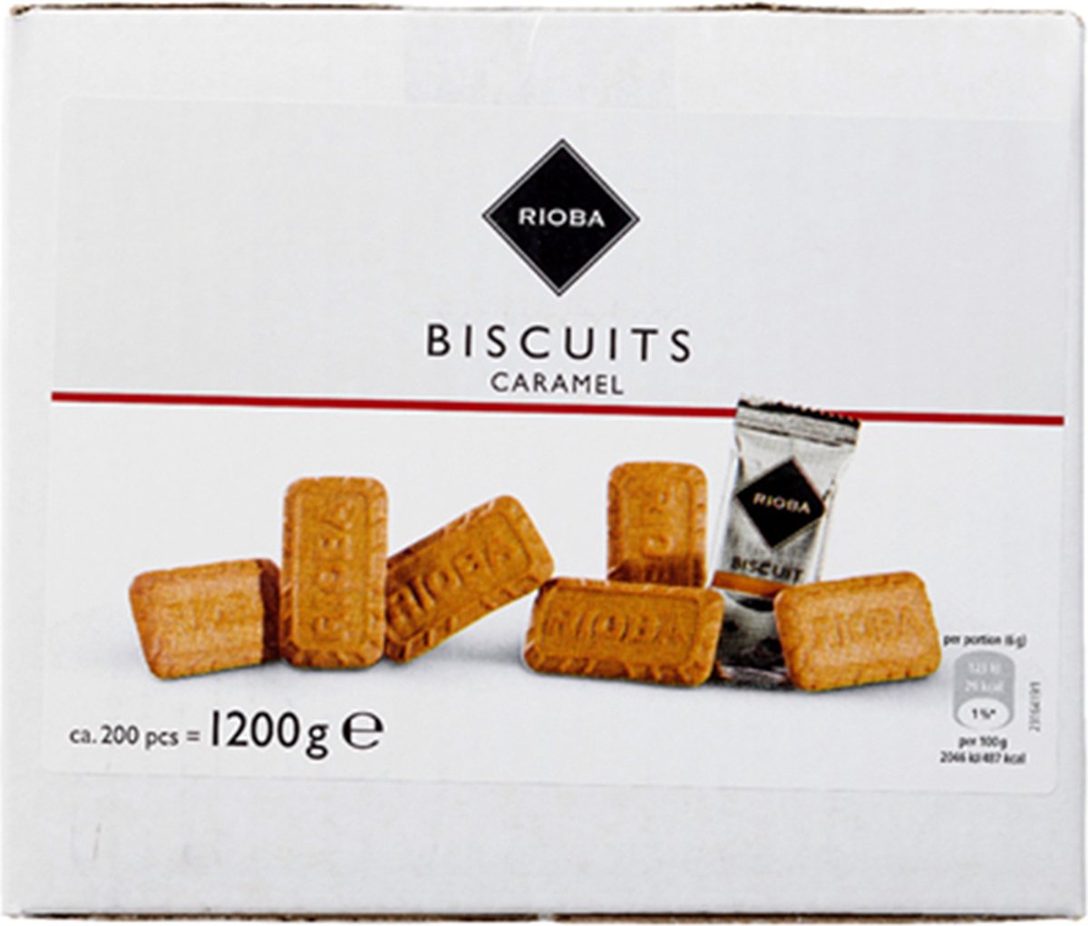 Rioba Koffiekoekjes | Karamel Smaak | 200 Stuks | Voordeelverpakking | Grootverpakking