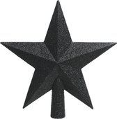1x Visière de sapin de Noël étoile à paillettes noire en plastique 19 cm - Décorations pour sapin de Noël noir