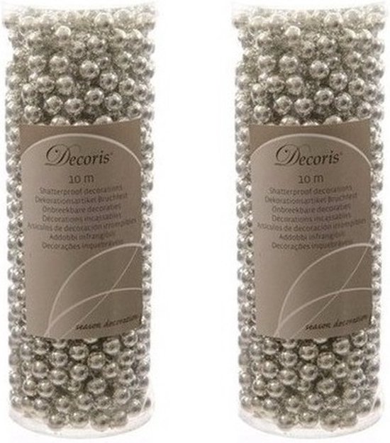 2x Kerst kralenslinger zilver 10 mtr bol