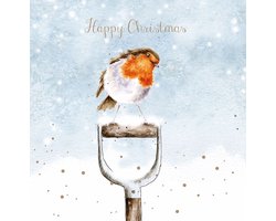 Wrendale Kerstkaarten - A little Red Robin - 8 dubbele kaarten met envelop