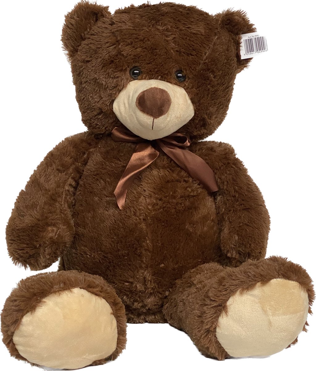 Pluche Beer 85cm donker bruin - Teddybeer 85 cm - Knuffelbeer - Beer pluche XXL- met Kraalogen