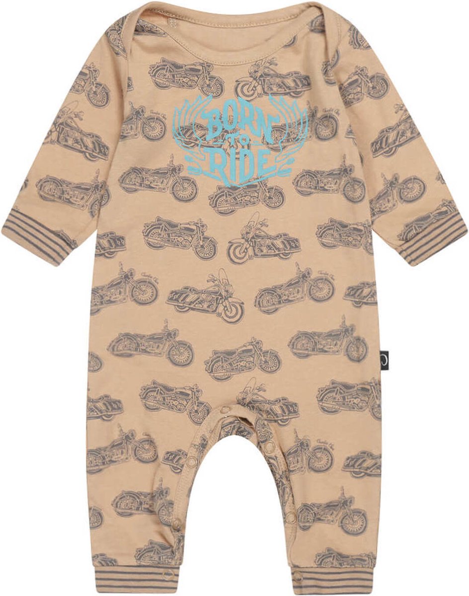 Charlie Choe - Baby jumpsuit longsleeve - Bruin met Motoren - Maat 68