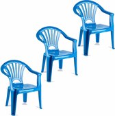 3x stuks blauw stoeltjes voor kinderen 50 cm - Tuinmeubelen - Kunststof binnen/buitenstoelen voor kinderen