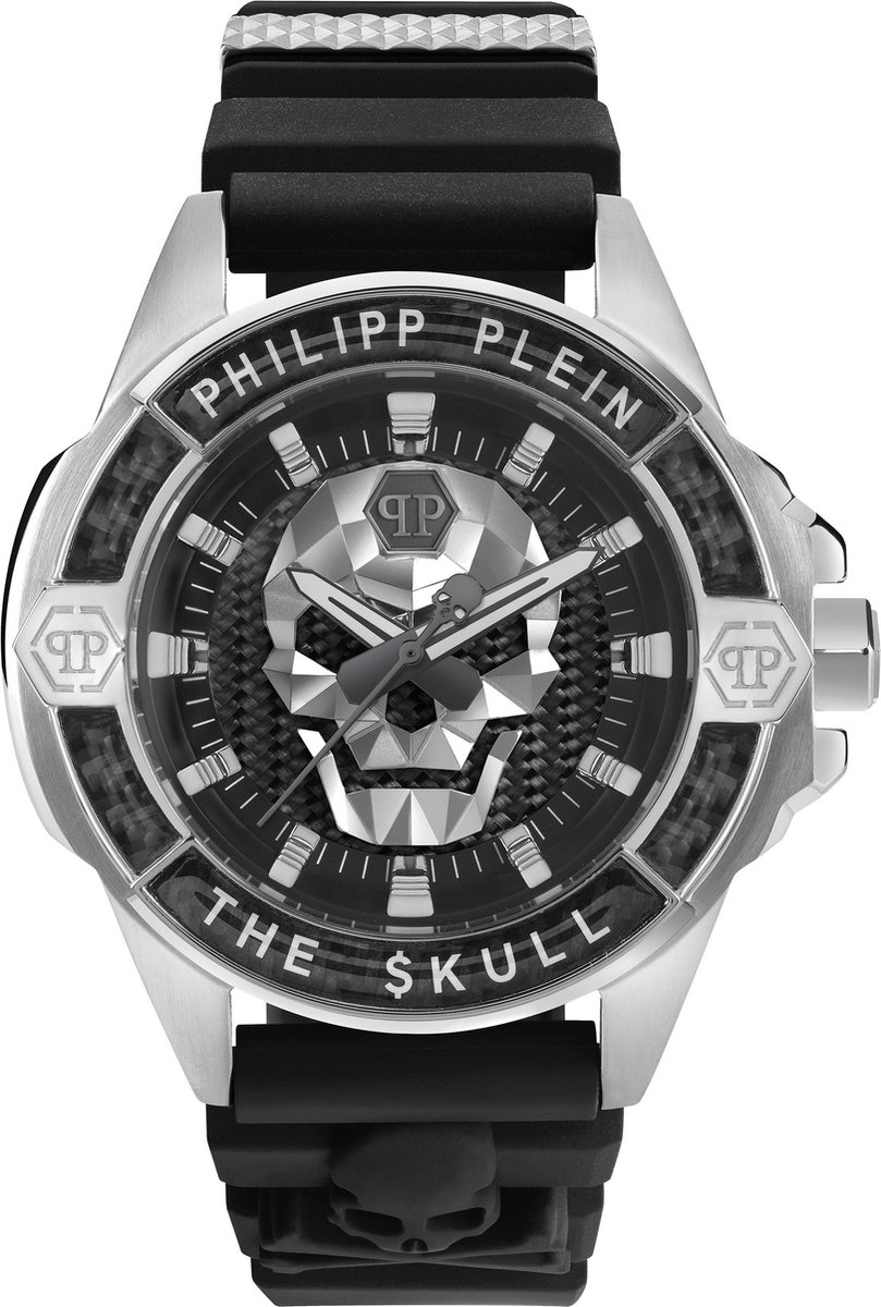 Philipp Plein The $Kull Carbon Fiber PWAAA1622 Horloge - Siliconen - Zwart - Ø 44 mm