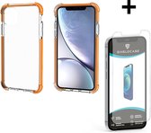 ShieldCase bumper shock case geschikt voor Apple iPhone 12 / 12 Pro - 6.1 inch - oranje + glazen Screen Protector