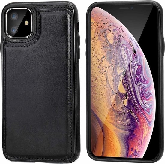 Étui portefeuille ShieldCase Convient pour Apple iPhone 12 Mini - 5,4 pouces - noir + protecteur d'écran en verre