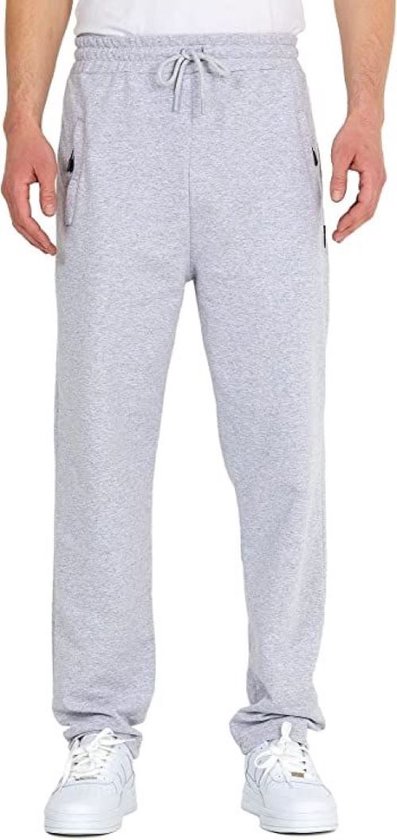 Lichtgrijze joggingbroek voor heren met trekkoord en ritszakken.