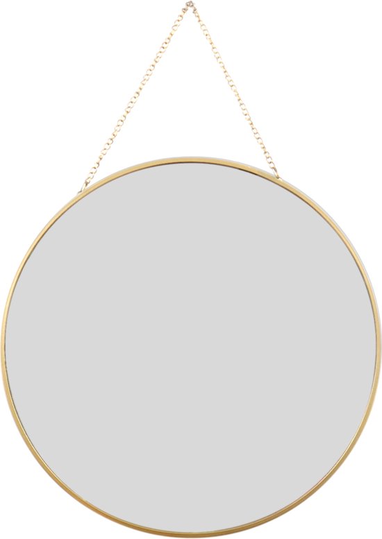 Orange85 Spiegel - Rond - met Ophangketting - Wandspiegel - Goud - Diameter 29 cm - Glas