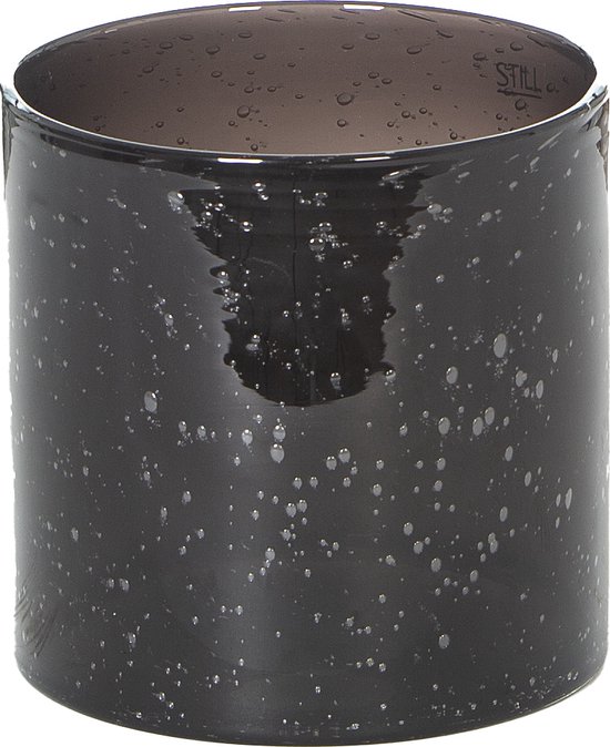 STILL - Glazen Windlicht Zware kwaliteit - Bubbelglas - Black Bubble - Zwart - 15x15 cm