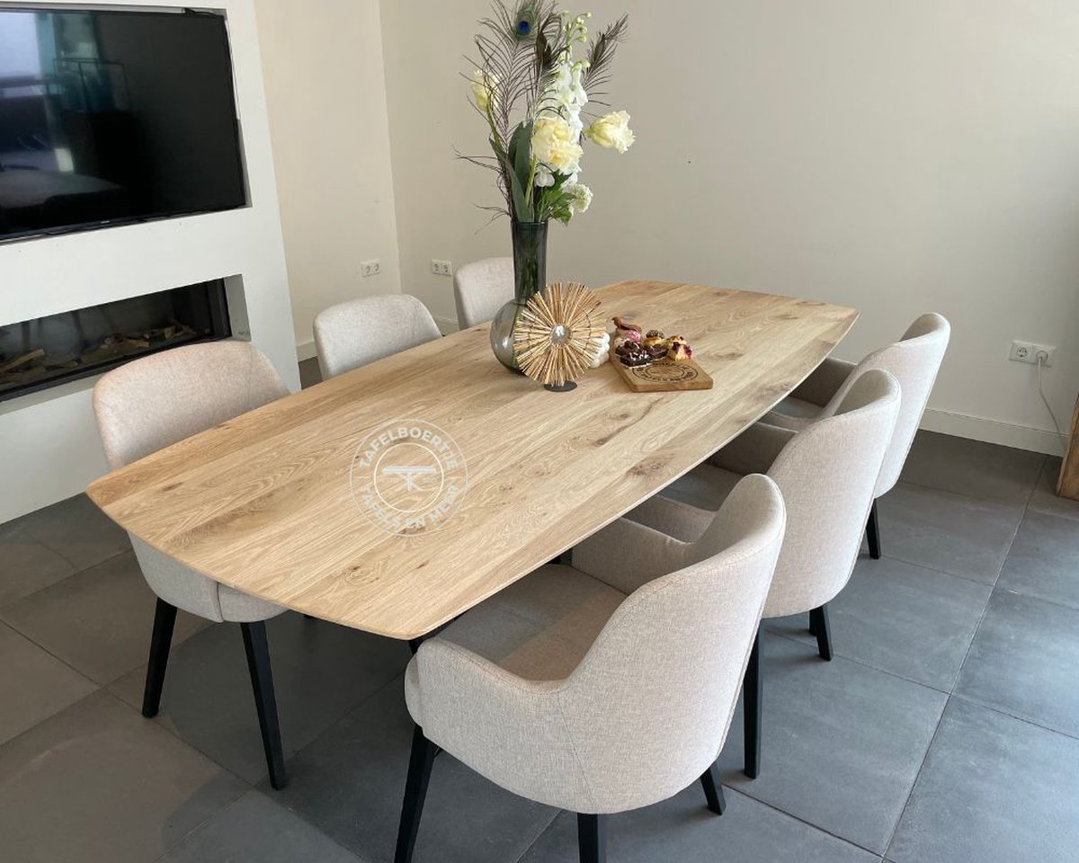 Deens ovale eiken eettafel 220 x100 cm, natuurlijk eiken, met ...