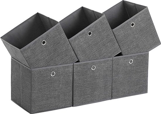 OUTBROS 3 stuks opbergdozen van stof, 37 x 26 x 20 cm, opvouwbare opbergmand met handgrepen, voor kleding, planken, kasten, wit/grijs