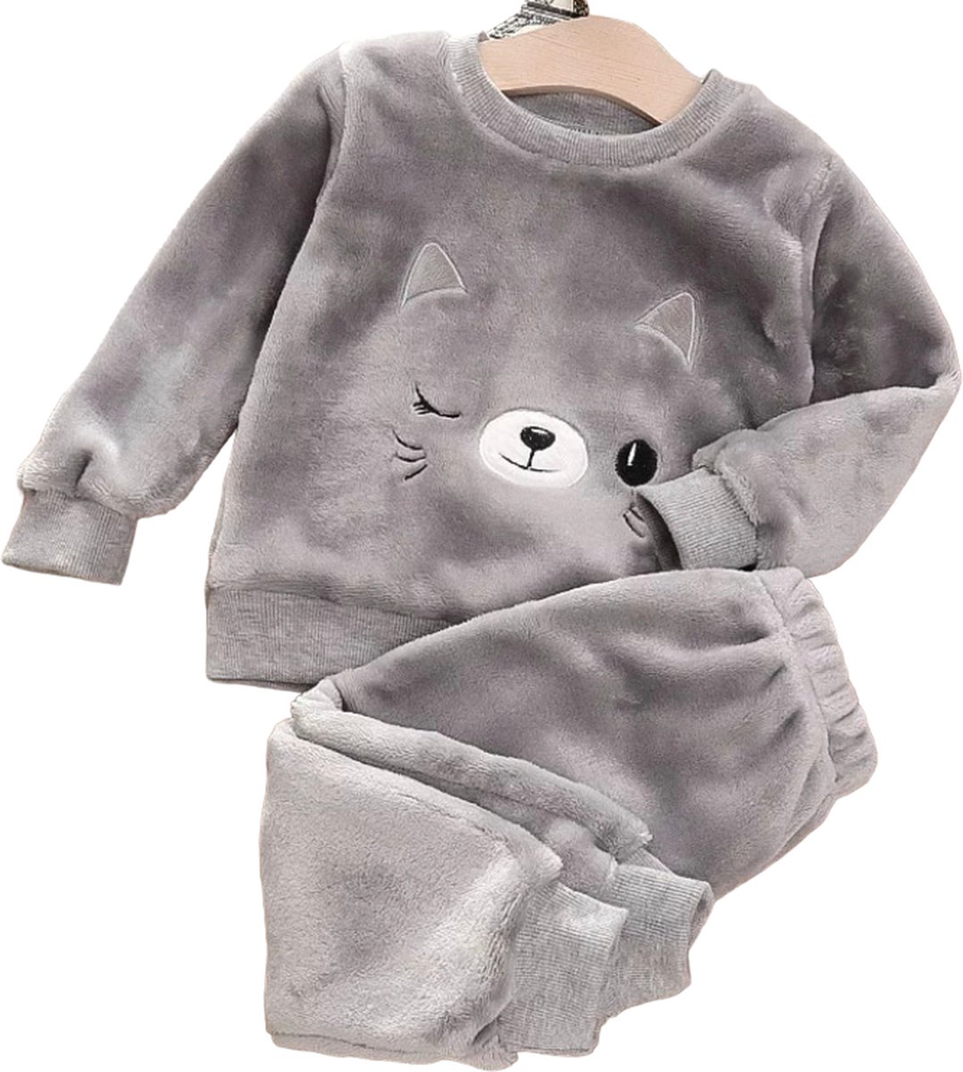 Kinder pyjama katje grijs