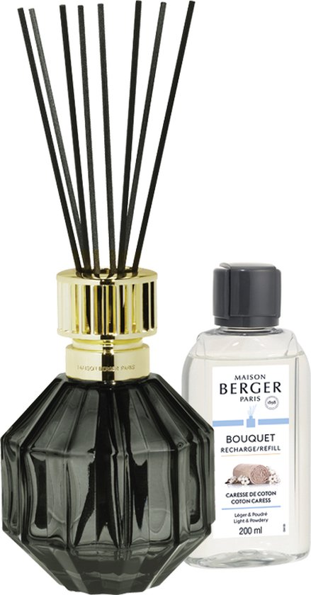 Lampe berger - Facette Noir - Cotton 400 ml - Lampe Bâtons parfumés -  Bâtonnets parfumés