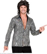 Widmann - Jaren 80 & 90 Kostuum - 70s Verblindend Schitterend Disco Shirt Zilver Man - zilver - Large / XL - Carnavalskleding - Verkleedkleding