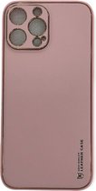 Apple iPhone 14 Pro Roze Back Cover Luxe High Quality Leather Case | Camera beschermend hoesje