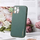 Apple iPhone 14 Groen Back Cover Luxe High Quality Leather Case | Camera beschermend hoesje