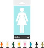 Dames Toilet Symbool Deursticker - Wc Sticker - Toilet Sticker - Decoratie - Kantoor Accessoires - Kantoorinrichting - 4.5 x 10 cm - Wit