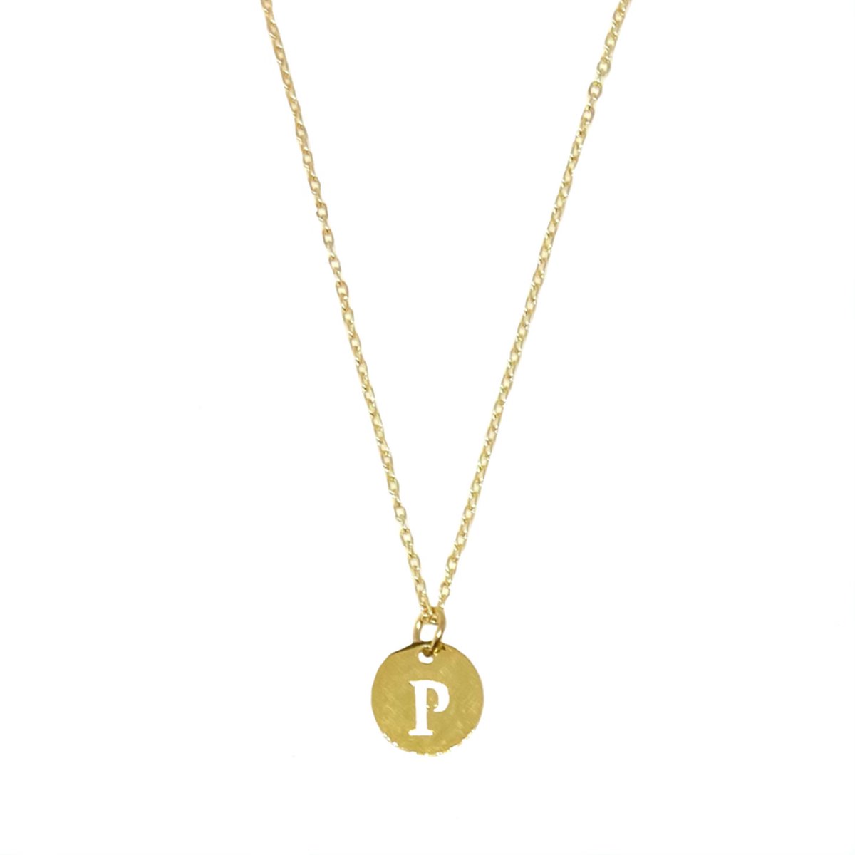 Letter ketting coin - initiaal P - goud