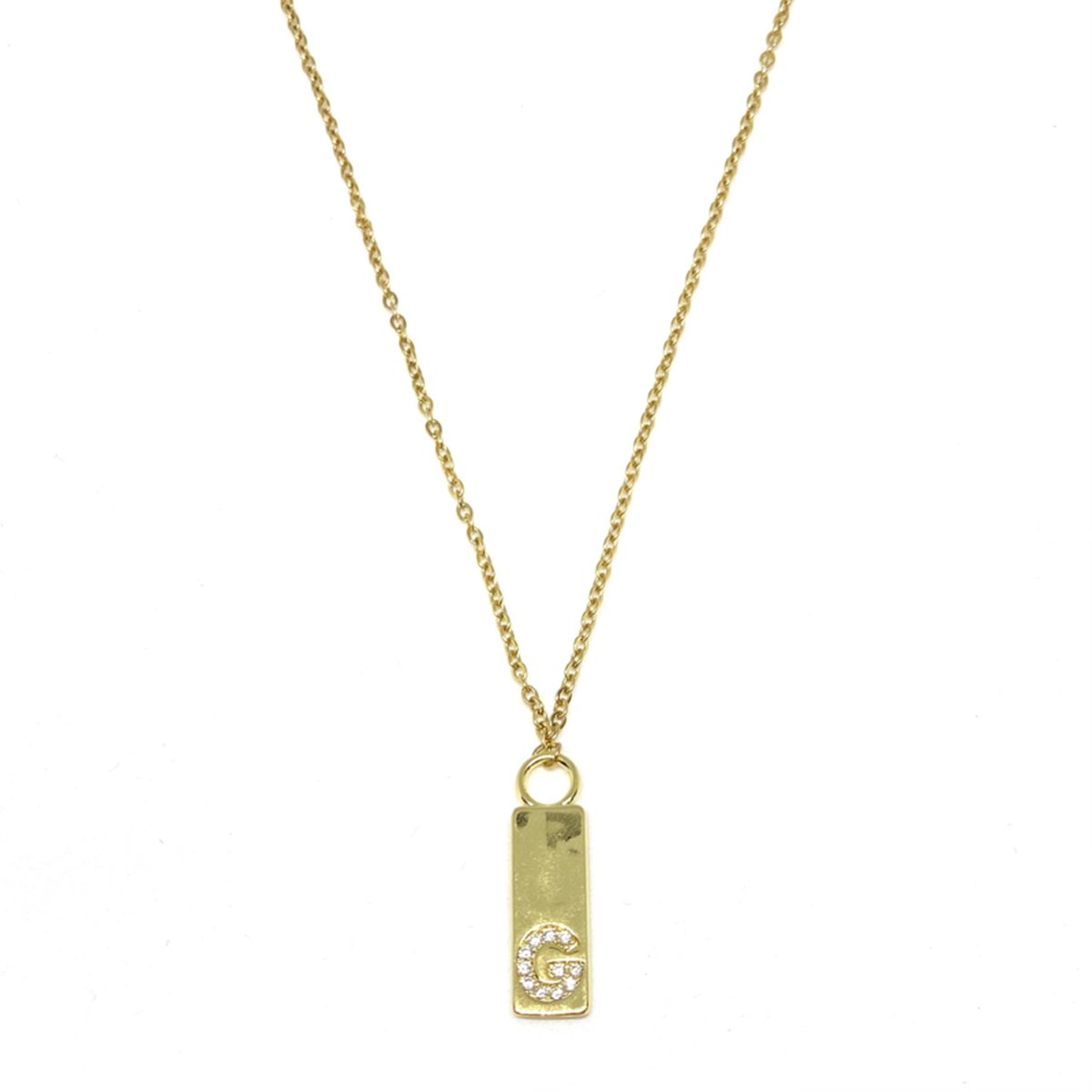 Letter ketting tag - initiaal G - goud