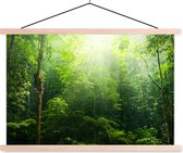 Posterhanger incl. Poster 60x40 cm - Schoolplaat - Jungle - Zonlicht - Groen - Meisjes - Kinderen - Jongens - Textielposter - Blanke latten