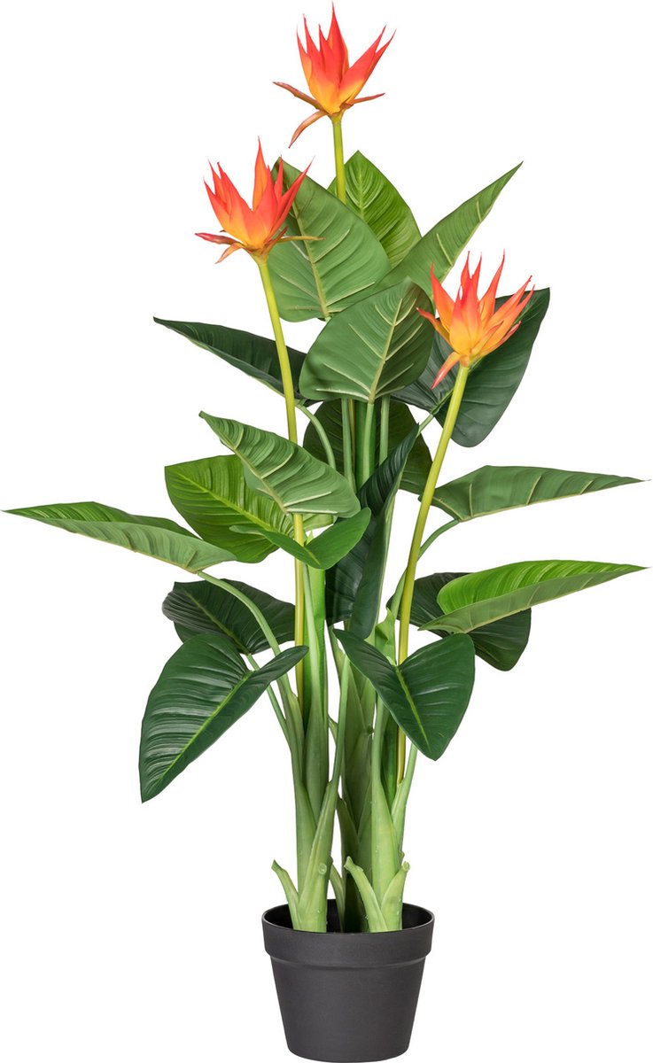 Kopu Kunstplant Guzmania 105 cm met 3 oranje bloemen - Nepplant Groen