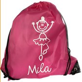 Sac de ballet - sac à dos - rose - avec image et naam - 36 cm x 41 cm
