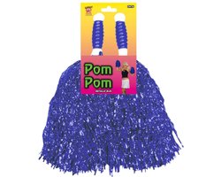 Cheerballs/pompoms - 2x - blauw - met ringgreep - 30 cm - pompons - Cheerleader verkleed accessoires