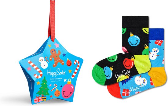 Happy Socks XKHLD02-0200 2-Pack Kids Holiday Socks Gift Set - maat 4-6Y