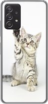 Geschikt voor Samsung Galaxy A53 5G hoesje - Kitten - Poot - Wit - Meisjes - Kinderen - Jongens - Kind - Siliconen Telefoonhoesje