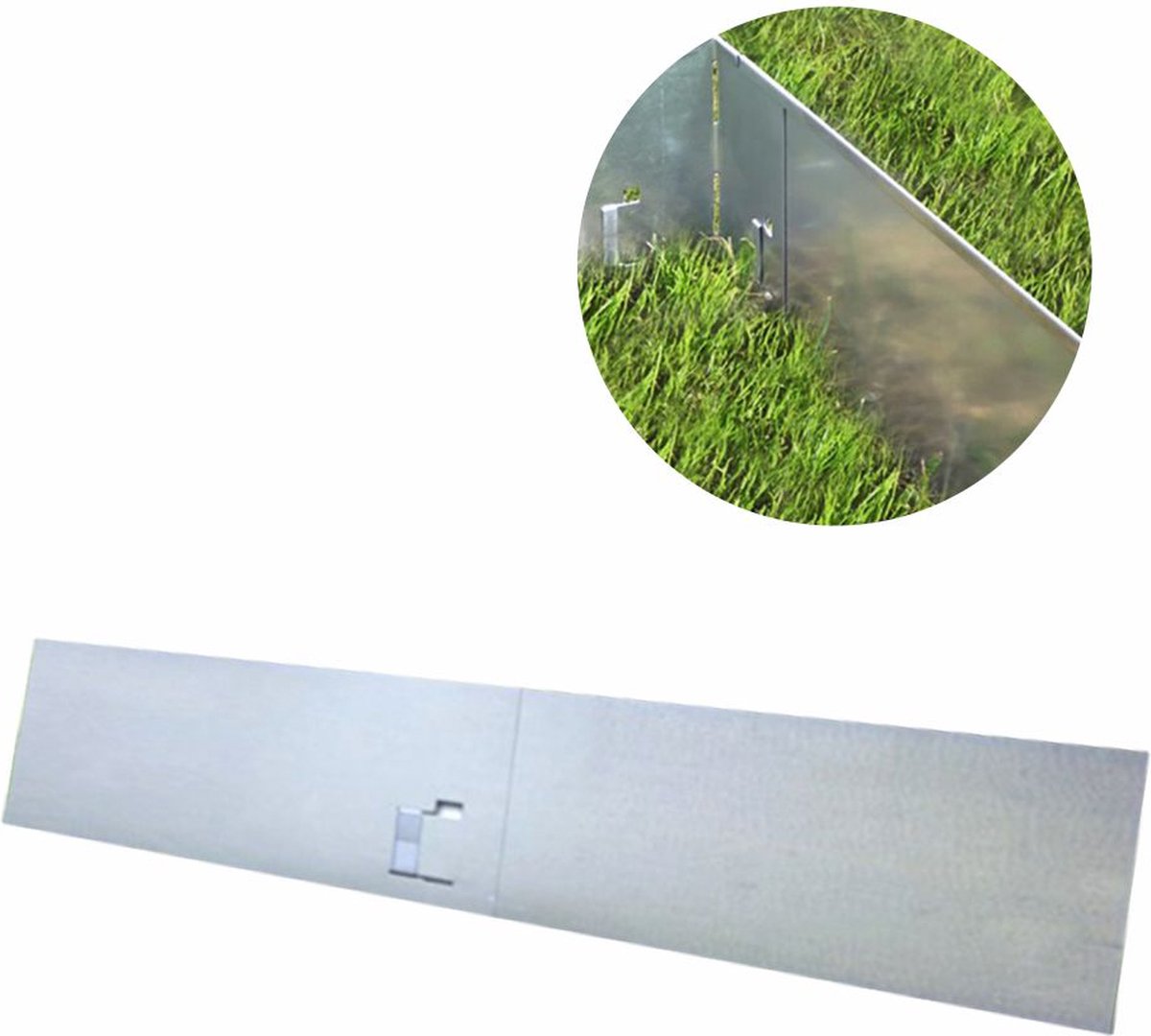 Borderrand metaal 13,5cm x 120cm één kleur | Gazonrand | Kantopsluiting, kleur: zonder kleur
