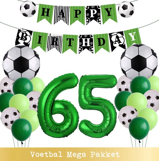 Voetbal Ballonnen - Cijfer Ballon 65 Jaar - Snoes - Megapakket - set van 24 Sport Voetbalfan Voetbal Jongen/Meisje - Sportieve - Voetbal Vrouwen Mannen - Kinderfeestje - Verjaardag - Helium Ballon nummer 65
