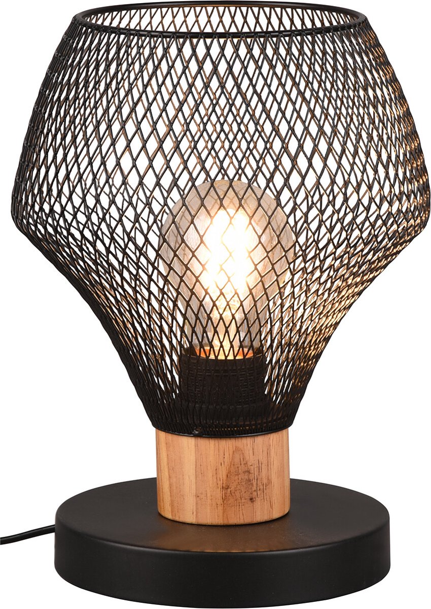 Reality - LED Tafellamp - Tafelverlichting - E27 Fitting - Rond - Zwart - Aluminium