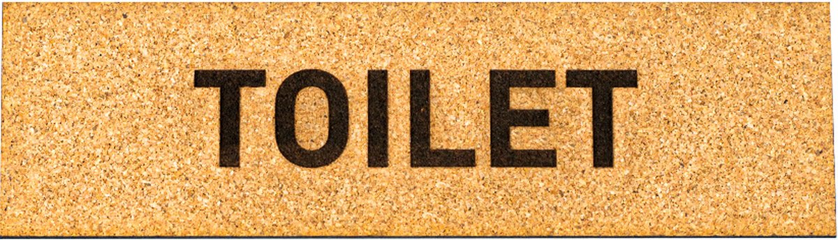 Deurbordje - TOILET - Rechthoek - Kurk - 45 x 155 mm - WC bordje - WC bord - Deurbord - Zelfklevend