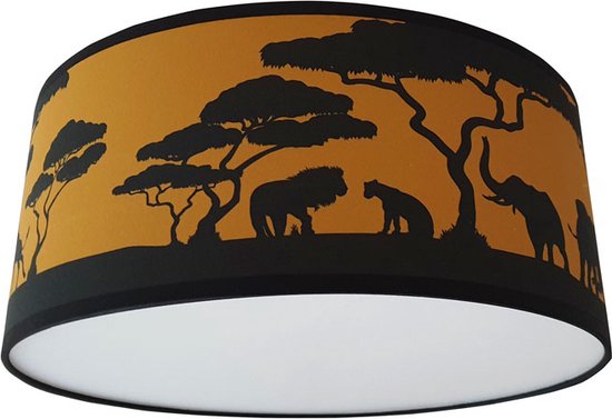 Plafondlamp safari silhouet okergeel - Kinderkamer plafondlamp -  Plafondlamp safari... | bol.com