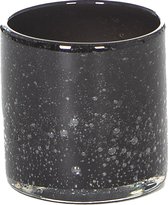 STILL - Glazen Windlicht - Waxinelichthouder - Bubbelglas - Black Bubble - Zwart - Set van 2 stuks - 8x8 cm