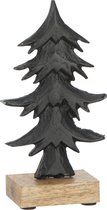 J-Line dennenboom Ori op voet - hout/aluminium - zwart - small - 2 stuks