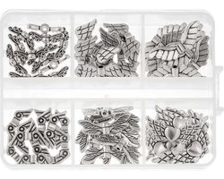 Set - Tibetaanse Metalen Kralen Engel Vleugels (14 - 24 mm) Antiek Zilver (60 Stuks)