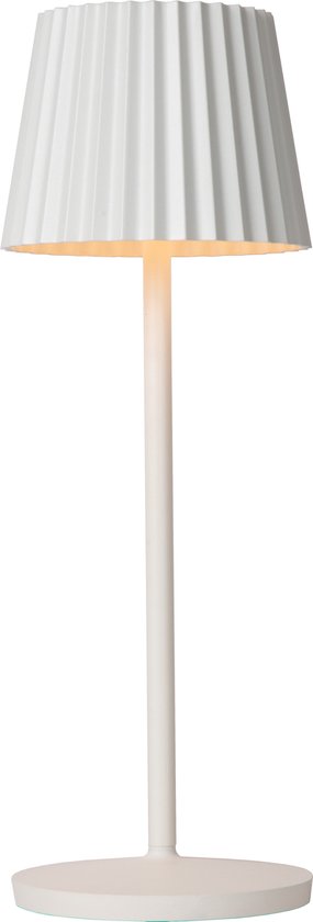 Lucide JUSTINE Oplaadbare Tafellamp Binnen/Buiten - Accu/Batterij - LED Dimb. - 1x2W 2700K - IP54 - Met draadloos oplaadstation - Wit